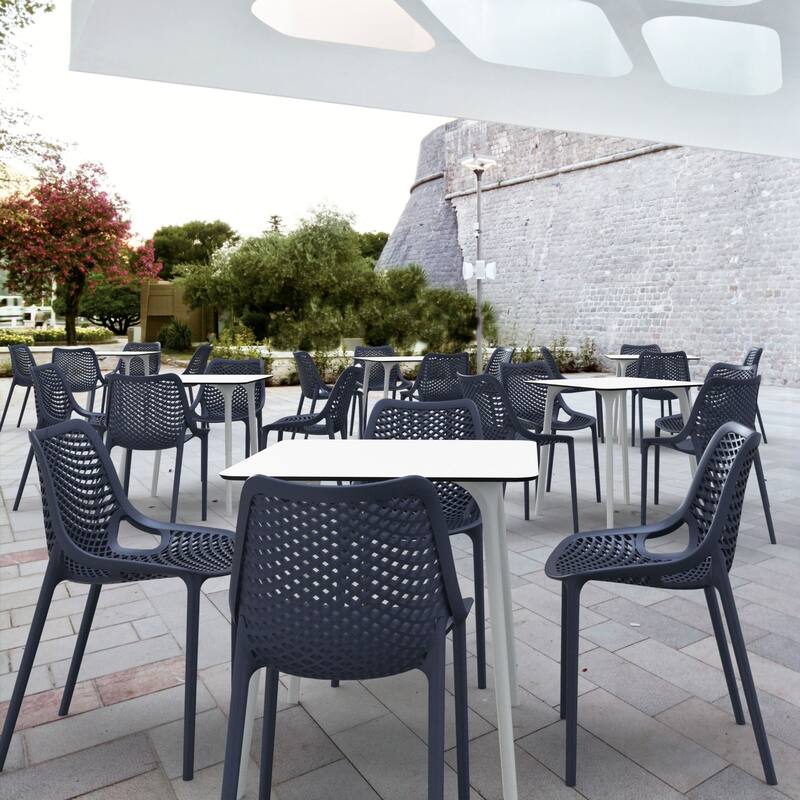 31.5" White Patio Outdoor Square Dining Table