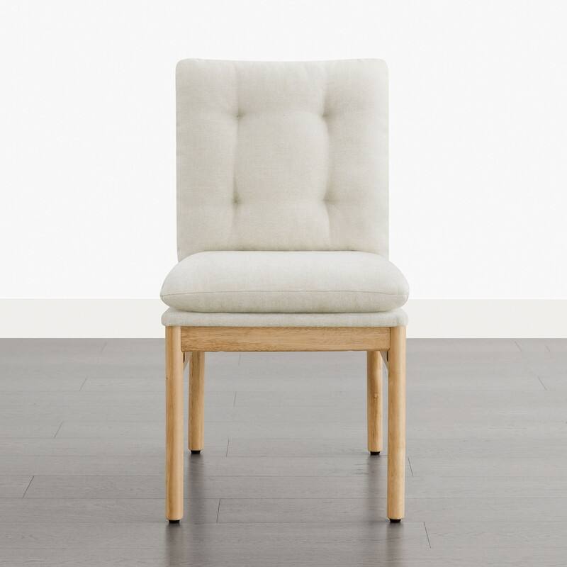 Spruce & Spring Mid-Century Modern Solid Wood Dining Chair with Tufted Cushion