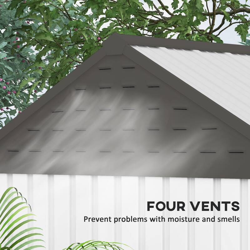 Outsunny 8' x 6' Outdoor Storage Shed, Metal Garden Shed with Window & Double Lockable Door, Outdoor Tool Shed Storage