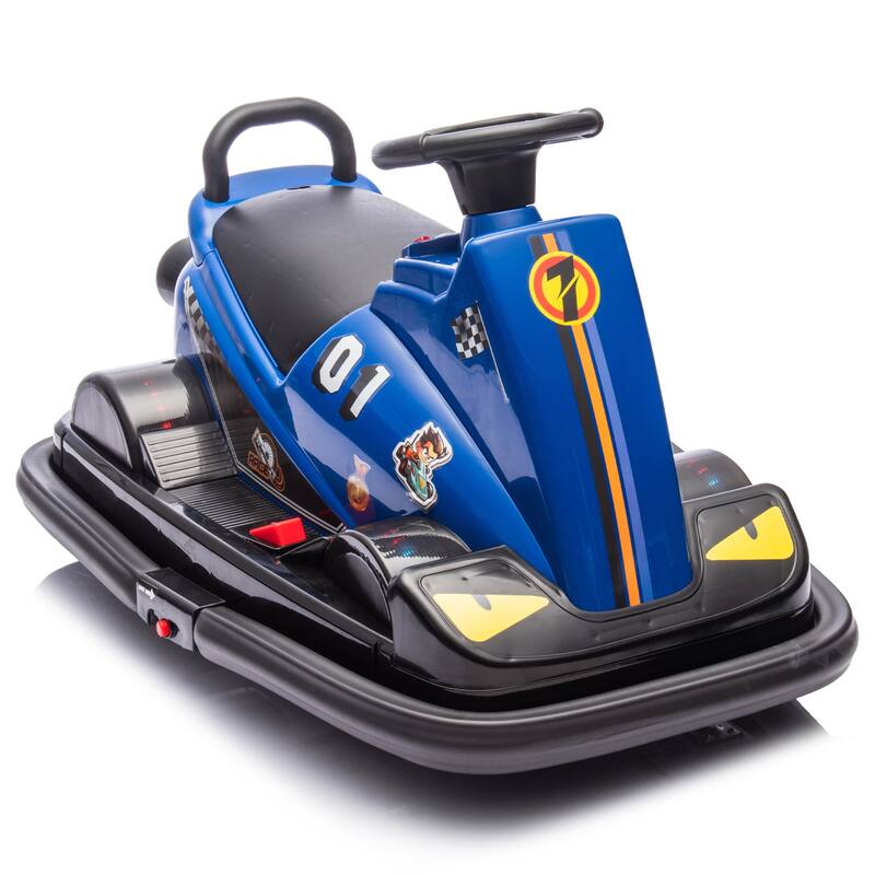 360° Rotating Bumper Car for Kids with LED Wheels and Dual Motors
