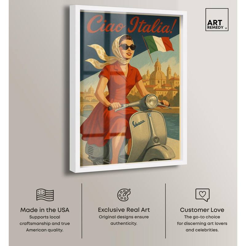 Scooter Italian Travel Shadowbox by Art Remedy