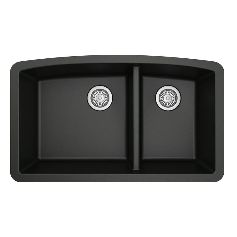 Karran Undermount Quartz 32 in. 60/40 Double Bowl Kitchen Sink Kit