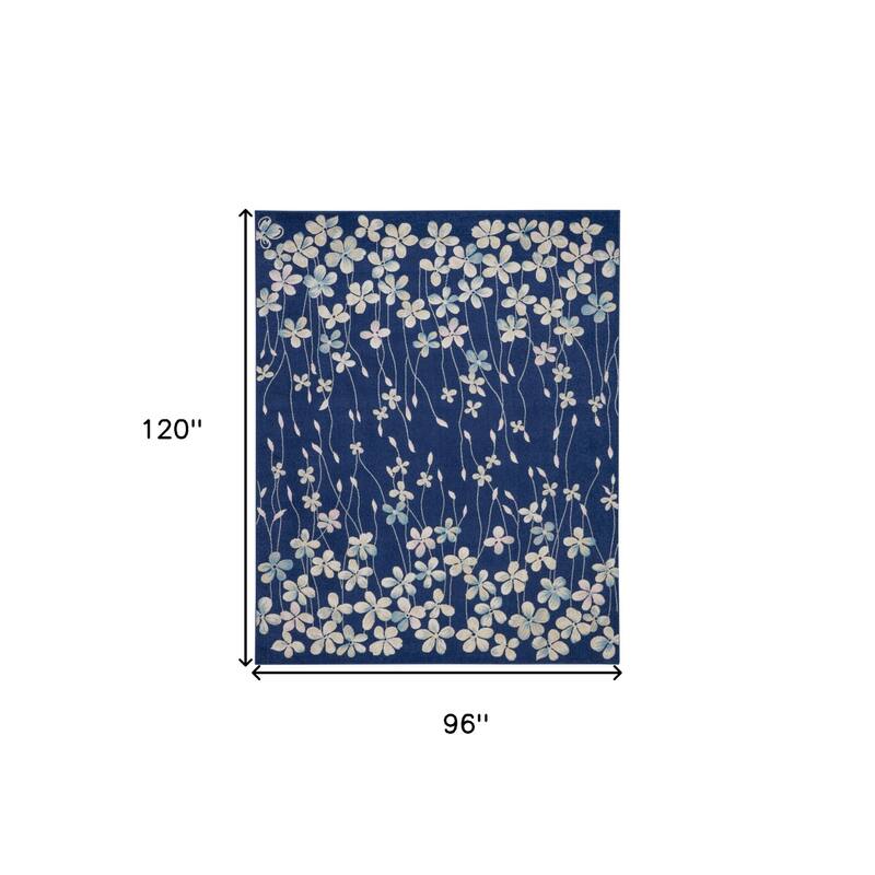 Hoje Power Loomed Floral Traditional Stain Resistant Area Rug By HomeRoots - 120' X '96' X '0.5