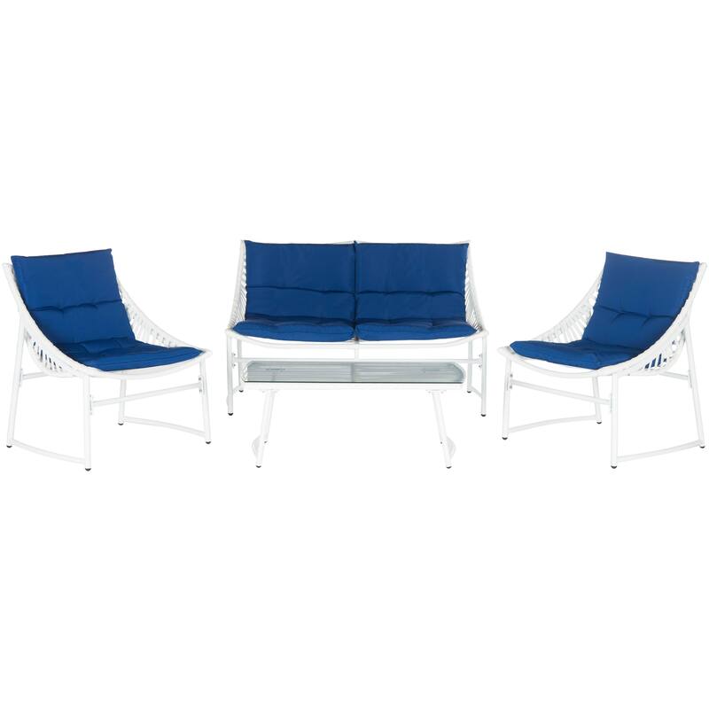 SAFAVIEH Outdoor Hildrun Rattan 4-Piece Set - 28W x 30D x 50H