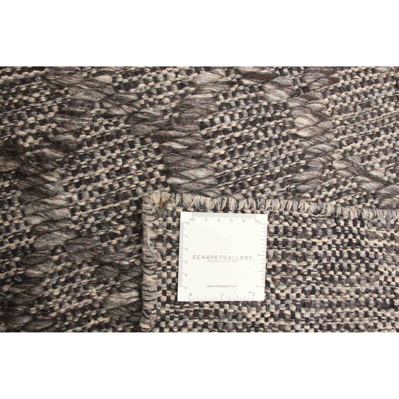 ECARPETGALLERY Braid weave Sienna Dark Grey Wool Rug - 5'3 x 7'6