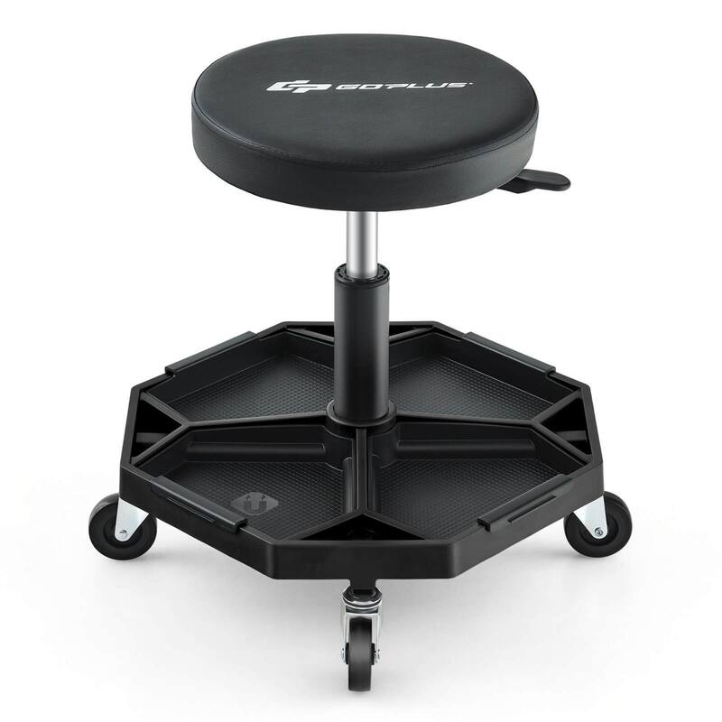 Costway Heavy-Duty Adjustable Height Rolling Stool with Tool Tray - See Details