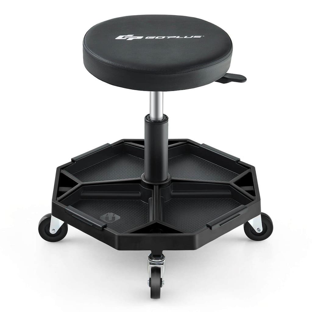 Costway Heavy-Duty Adjustable Height Rolling Stool with Tool Tray - See Details
