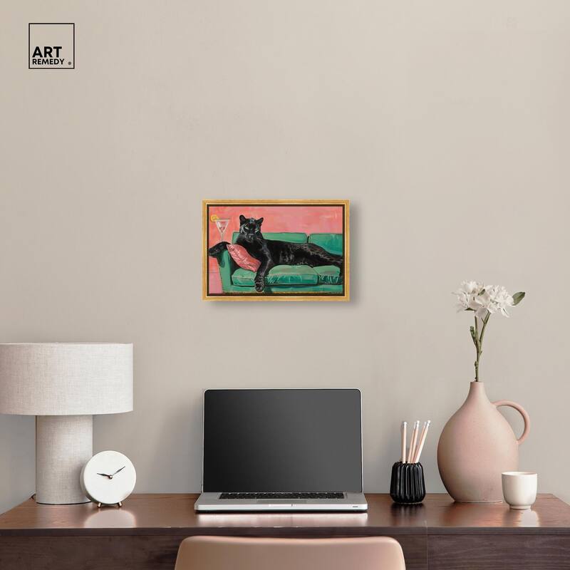 Lounging Panther Canvas by Art Remedy