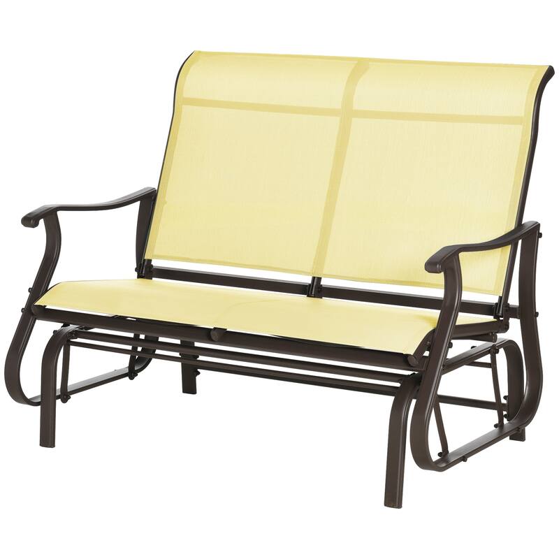 2-Person Outdoor Glider Bench，Patio Glider Loveseat Chair With Powder Coated Steel Frame