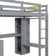 preview thumbnail 11 of 20, Twin Loft Bed with L-shaped Desk, Wardrobe, and Storage Shelves, Grey