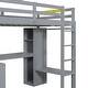 preview thumbnail 11 of 9, Twin Size Loft Bed with L-Shaped Desk and Headboards, Wood Frame Wardrobe and Storage Shelves,Grey