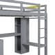 preview thumbnail 11 of 9, Twin Size Loft Bed with L-shaped Desk, Wardrobe and Storage Shelves, Grey