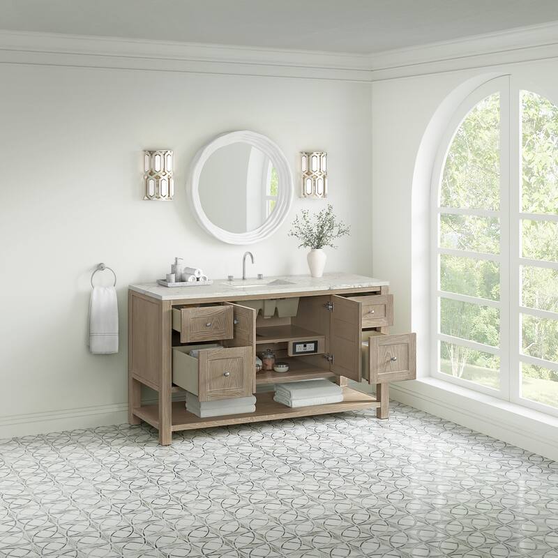 Breckenridge 60" Single Vanity, Whitewashed Oak - 60S