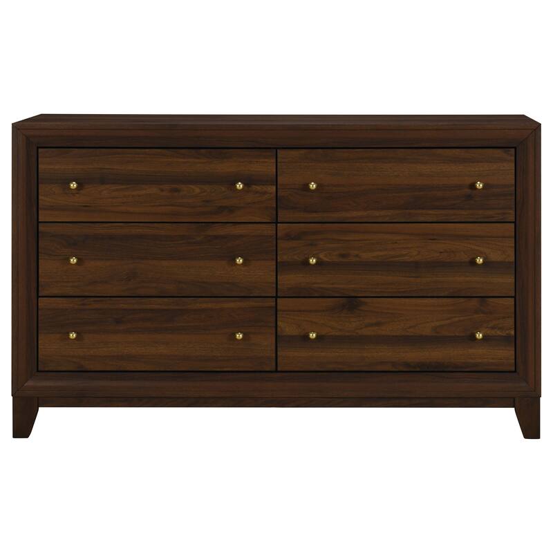 Welsley 6-drawer Dresser and Mirror Walnut