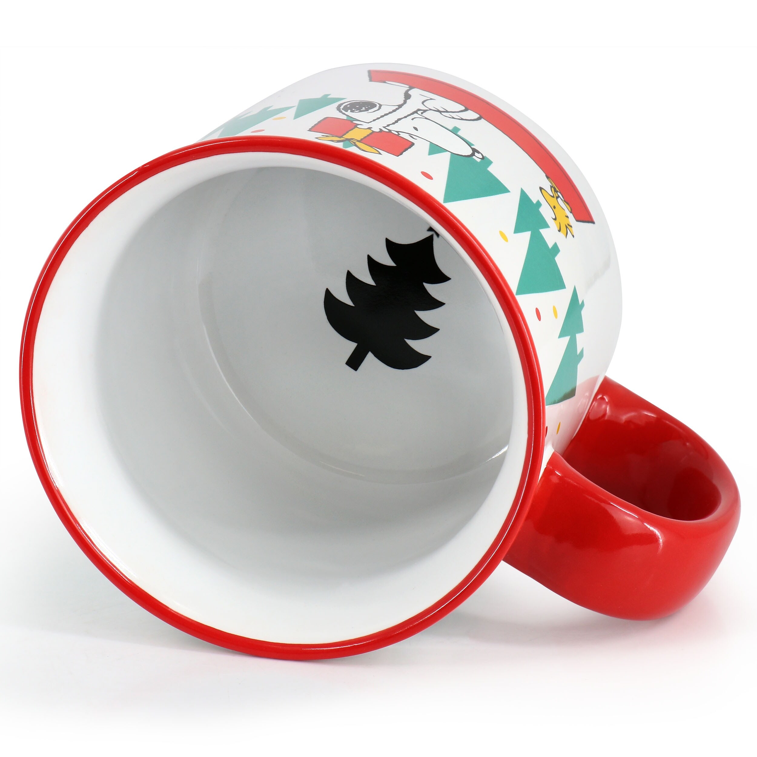 Peanuts Snoopy and Woodstock 4 Piece 21oz Stoneware Christmas Tree Mug Set  in Red and Multi - Bed Bath & Beyond - 39855748