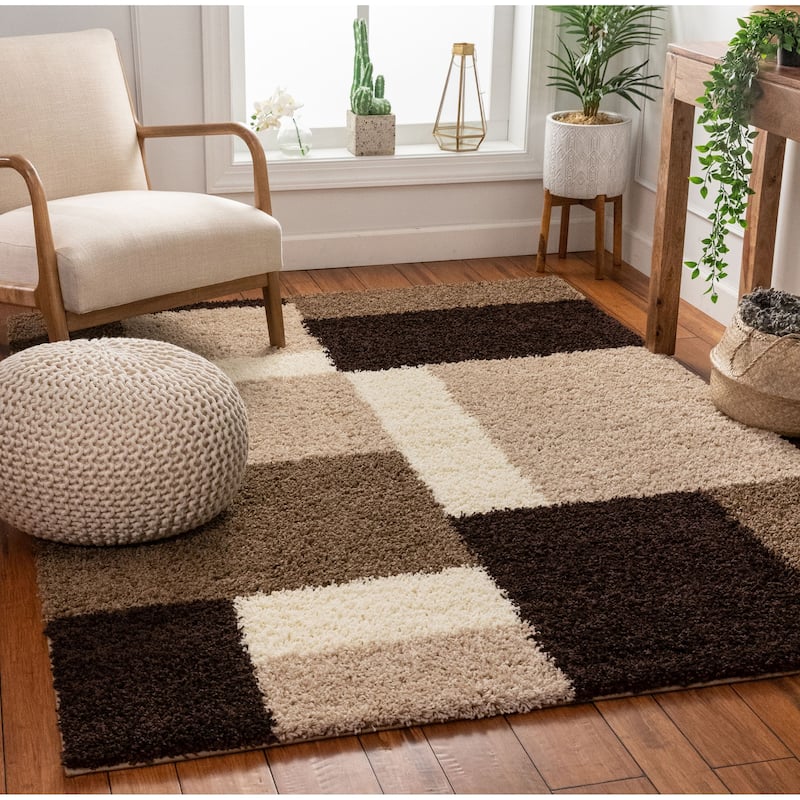 Well Woven Madison Shag Cubes Geometric Shag Area Rug