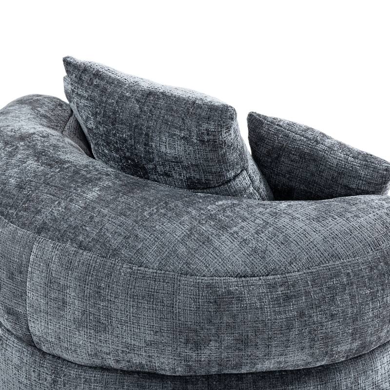 Chenille High Back Lazy Sofa with 3 Pillows and Oversized Bean Bag Chair