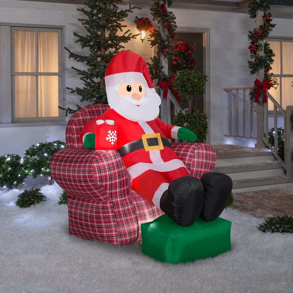 Gemmy Christmas Inflatable Santa in Recliner, 6 ft Tall