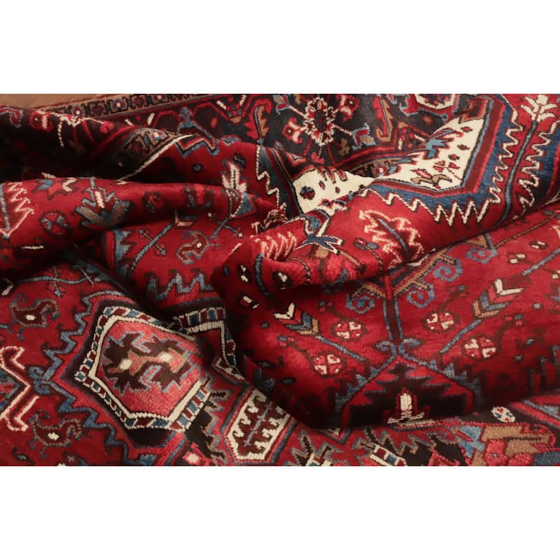 Hand Knotted Oriental 100% Wool Carpet Traditional Medallion Red Heriz Area Rug - 9' 5'' X 7' 10''