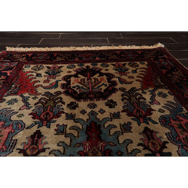 Hand Knotted Beige,Black Persian Wool Traditional Oriental Area Rug (4x6) - 4' x 6'