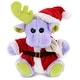 preview thumbnail 1 of 4, DolliBu Santa Sitting Purple Moose with Scarf Stuffed Animal Plush Toy - 12 inches