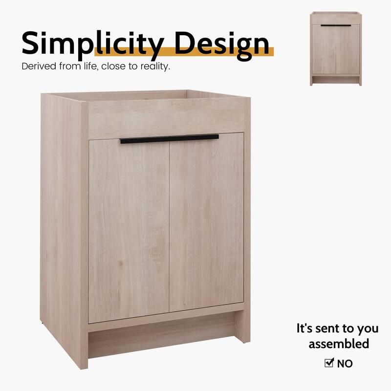 24/30/36 Inch Freestanding Bathroom Vanity Cabinet with Soft Close Door and Adjustable Shelf (Without Sink)