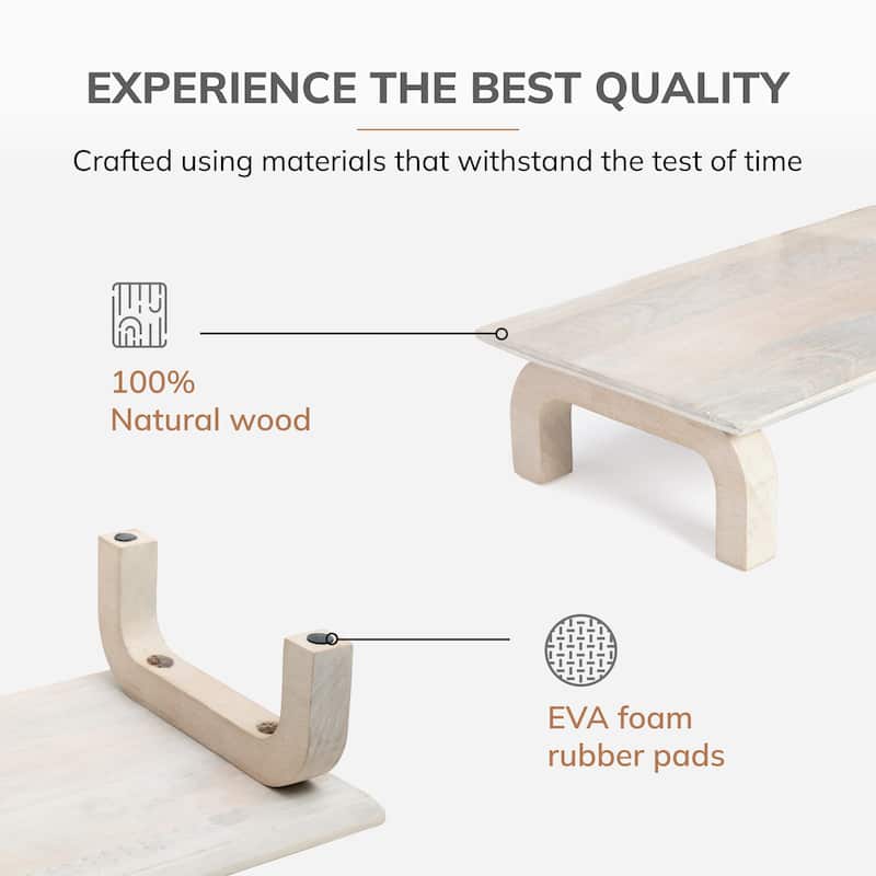 Jani Wood Monitor Stand Riser Desk - Ergonomic Design Stand, Desktop Organizer Table for Home, Office Workspace, Gaming Desk