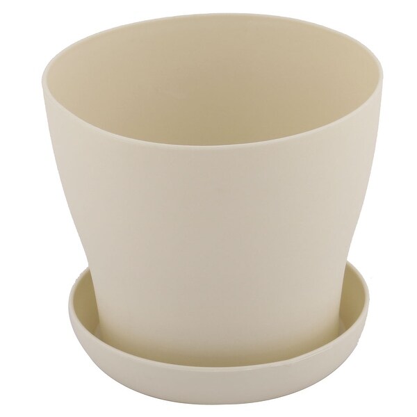 Home Plastic Round Desktop Decor Succulent Plant Holder Flower Pot Tray Beige