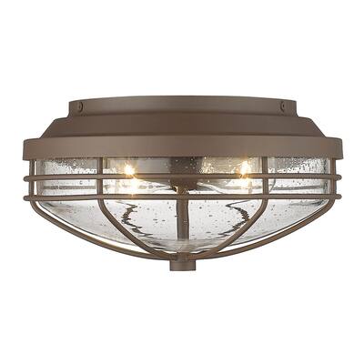 Golden Lighting Seaport 2 Light 12" Wide Outdoor Flush Mount Bowl