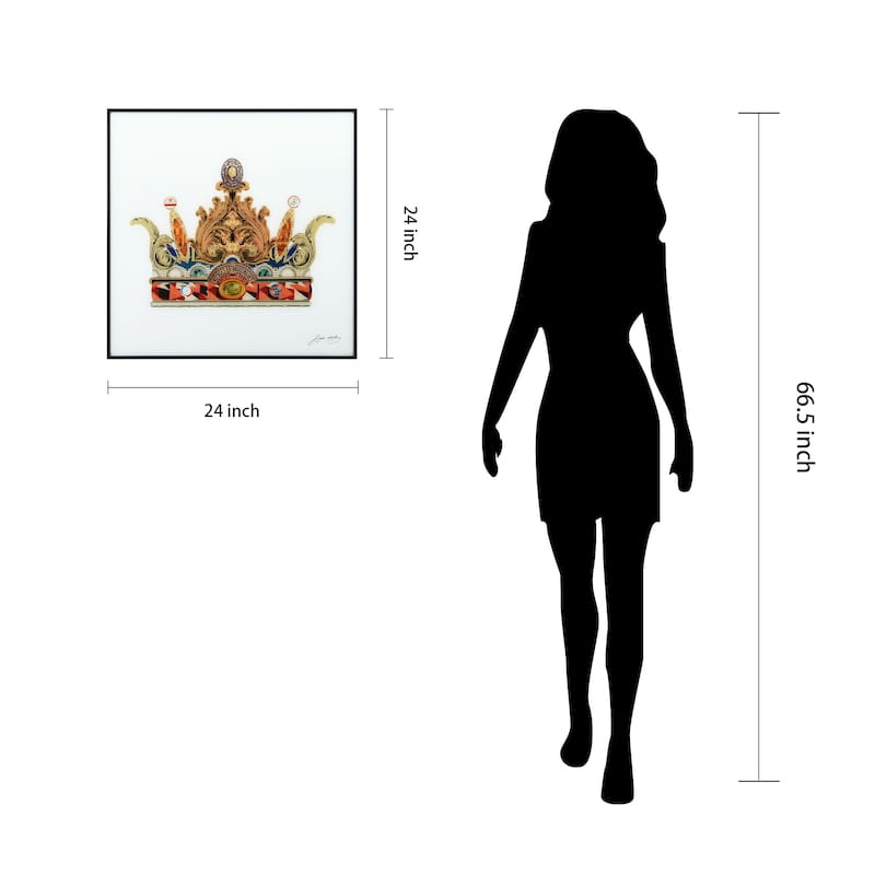 "Crown" Printed Glass Wall Art with Black Anodized Aluminum Frame