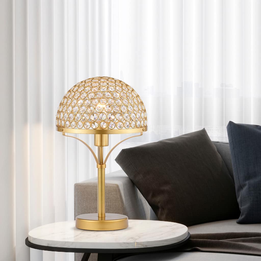 Gizella 10 Inch Glam Crystal Matte Gold Table Lamp 1-Light