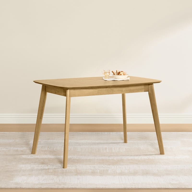 Spruce & Spring Extendable Dining Table Set with Upholstered Dining Chairs - 47"-59"-4 Chairs - Natural