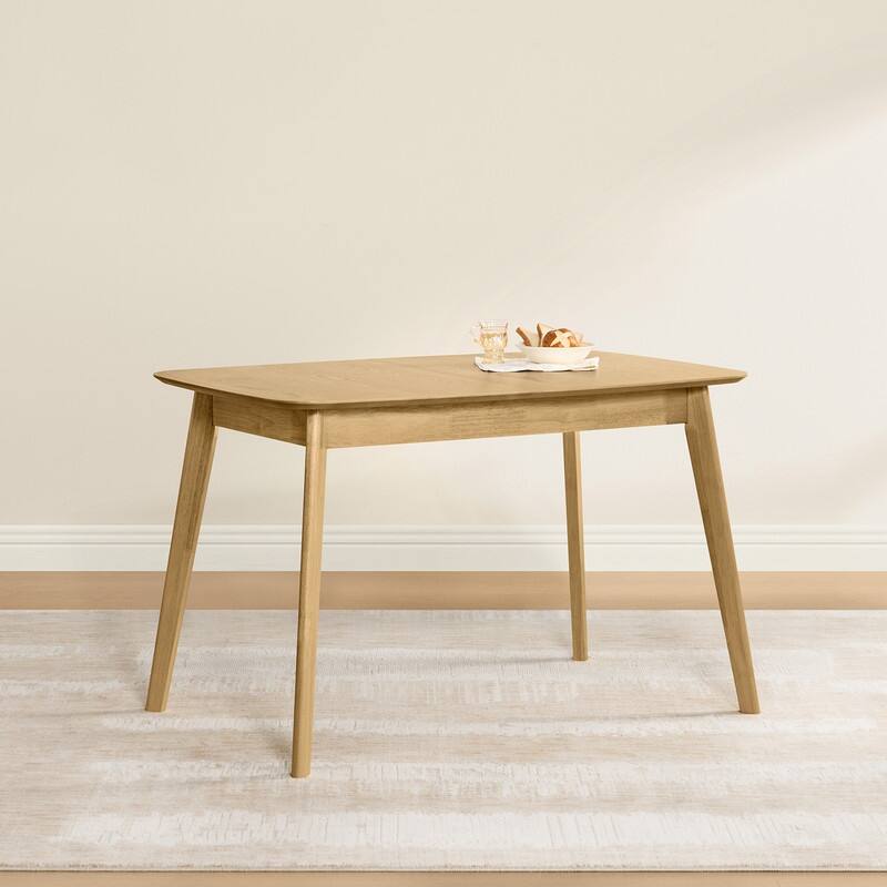 Spruce & Spring Extendable Dining Table Set with Woven Rattan Dining Chairs - 47"-59"-4 Chairs - Natural