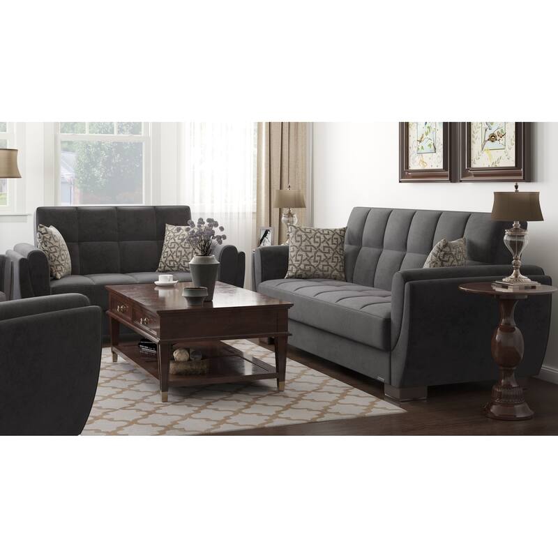 Collection Upholstered Convertible Loveseat With Storage