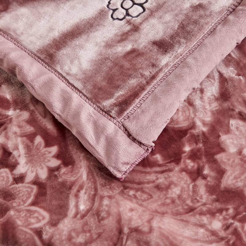Floral & Animal 2-Ply Heavy Raschel Blanket 85" X 95"