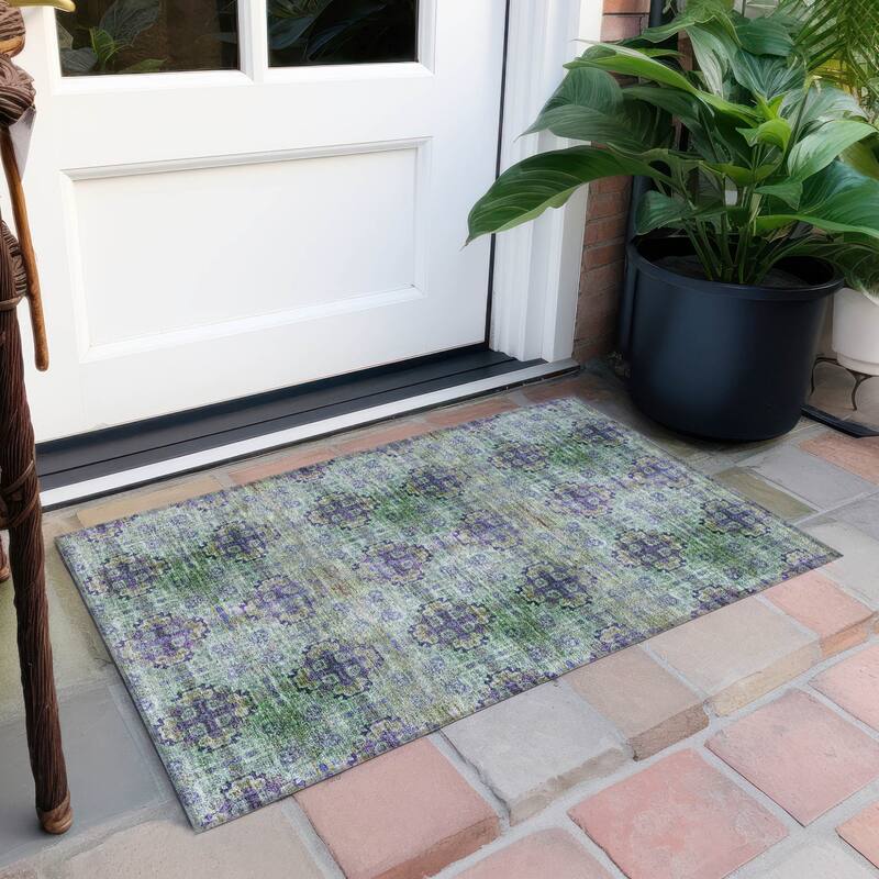 Altolu Garden-Inspired Weather Resistant Classic Meets Modern Runner Outdoor Rug
