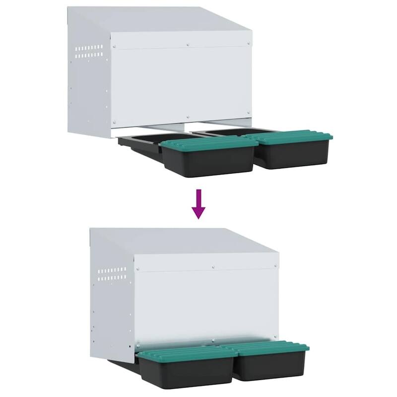 vidaXL Chicken Nesting Box 2 Compartments Wall-Mounted Galvanised Steel
