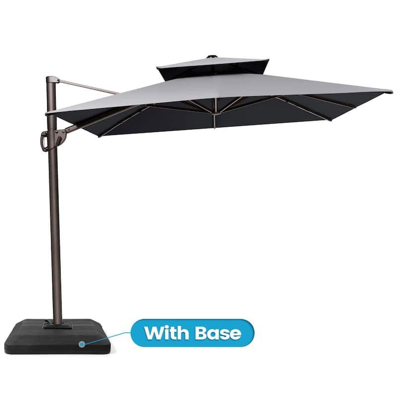 Outdoor 9 x 11 ft Patio Offset Cantilever Umbrella with Weights Base
