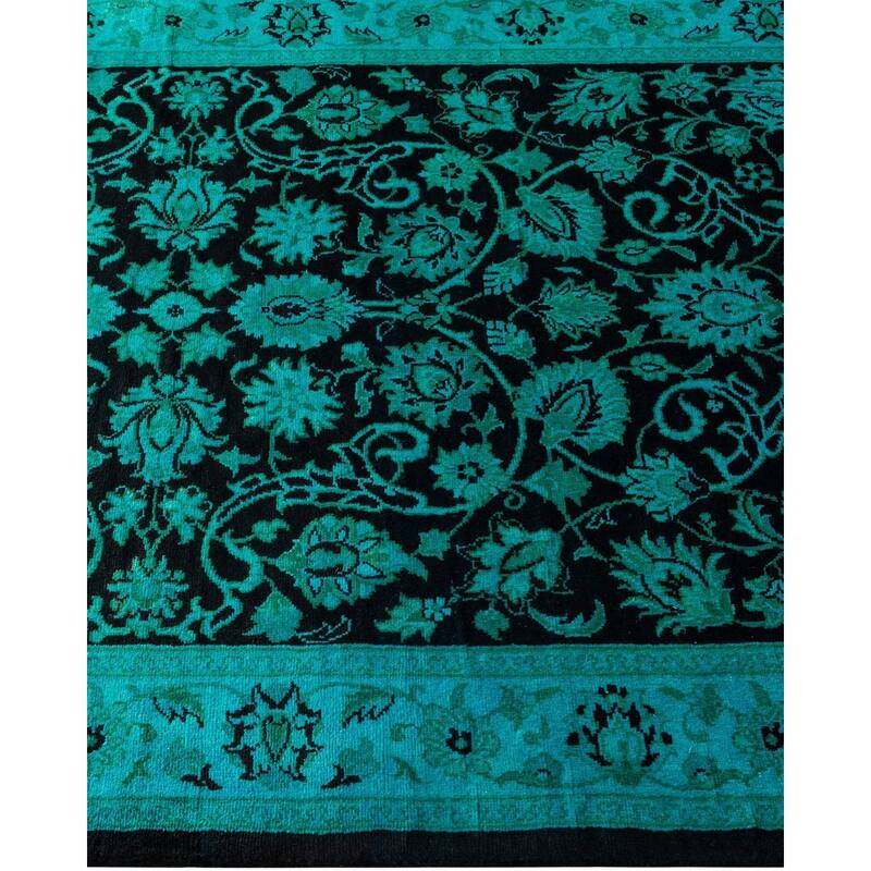 Overton Hand Knotted Wool Vintage Inspired Modern Contemporary Overdyed Black Runner Rug - 2' 7" x 10' 2"