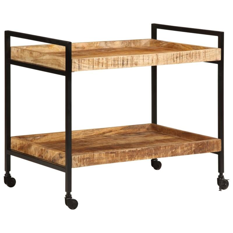 vidaXL Kitchen Trolley Solid Rough Wood Mango - 31.5" x 21.7" x 27.6"