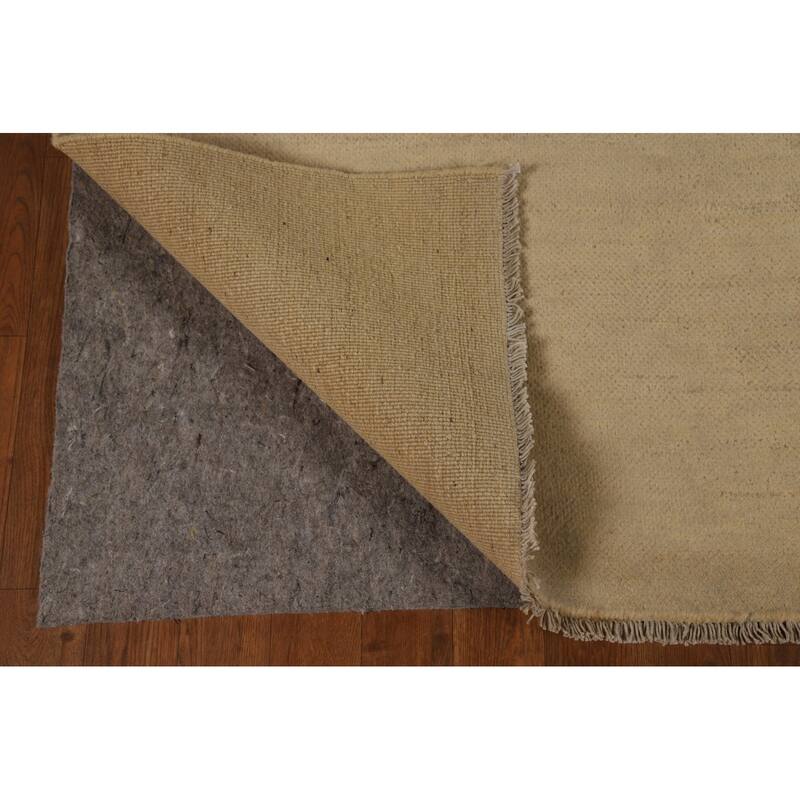 Muted Gold Beige Gabbeh Oriental Area Rug Hand-Knotted Wool Carpet - 6'5" x 9'8"