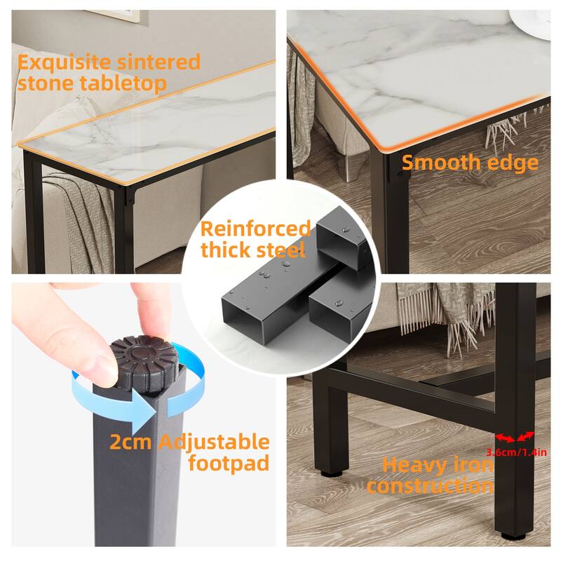 Counter-height Pub Bar Table Sintered Stone Tabletop - 47"W x 16"D x 42"H