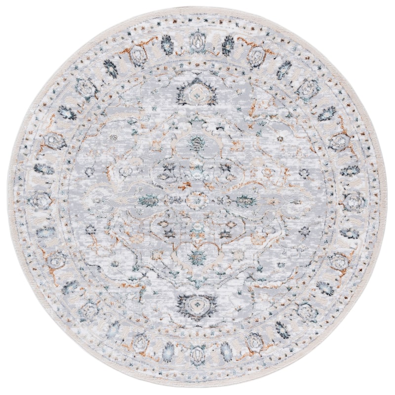 SAFAVIEH Alenia Corry Oriental Rug - 6'7" Round - Grey/Beige Gold