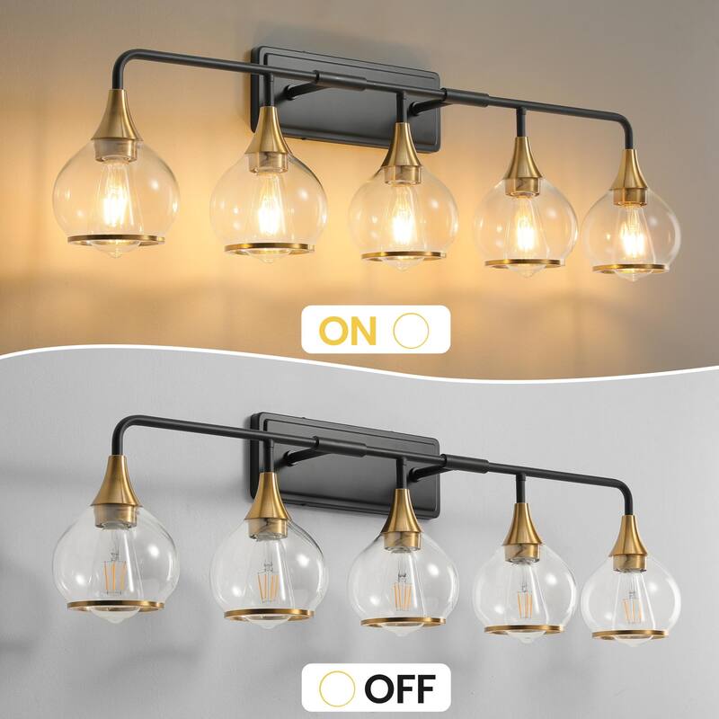 Modern Vanity Lights Dimmable Bathroom Light Fixtures with Glass Shade