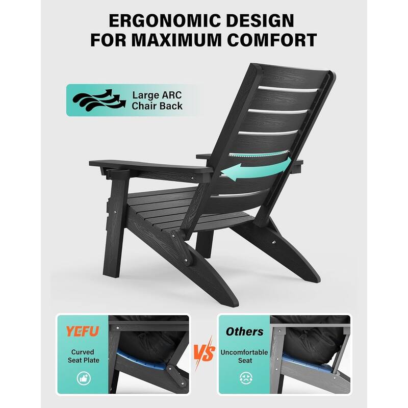 WINSOON HIPS Folding Adirondack Chairs with Arc Back & Cup Holder