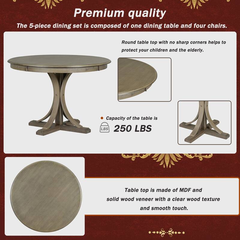 5-Piece Retro Round Dining Table Set