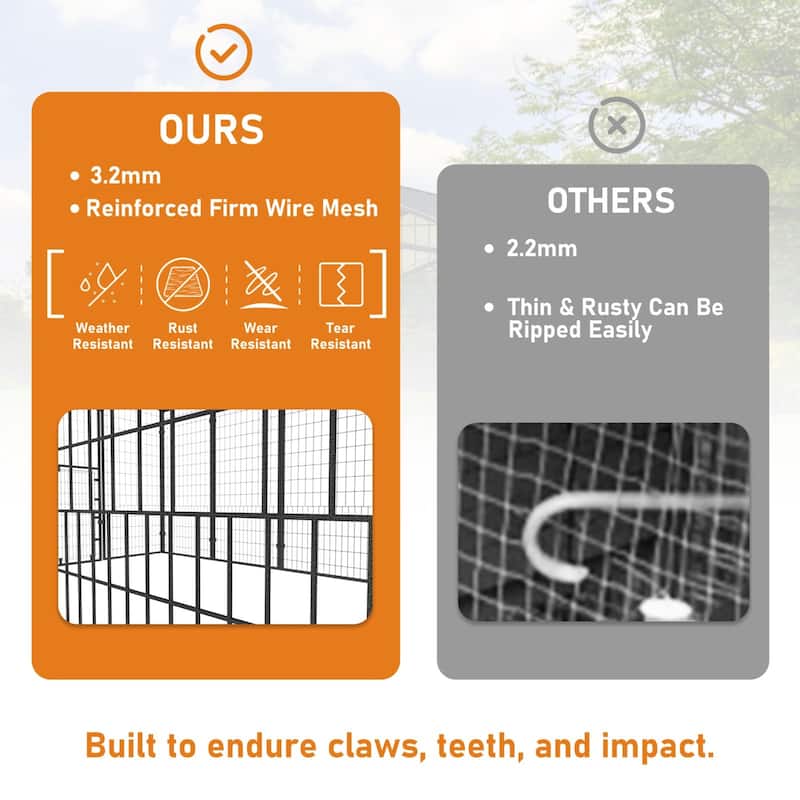 VEIKOUS Metal Chicken Coop for 15+ Chickens, Predator Proof Outdoor Chicken Cage with Galvanized Roof - 10.6 ft × 6.2 ft