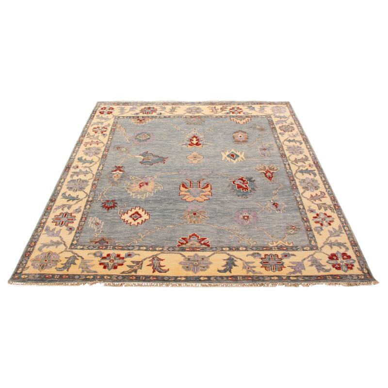 ECARPETGALLERY Hand-knotted Modern Oushak Light Blue Wool Rug - 8' x 10'