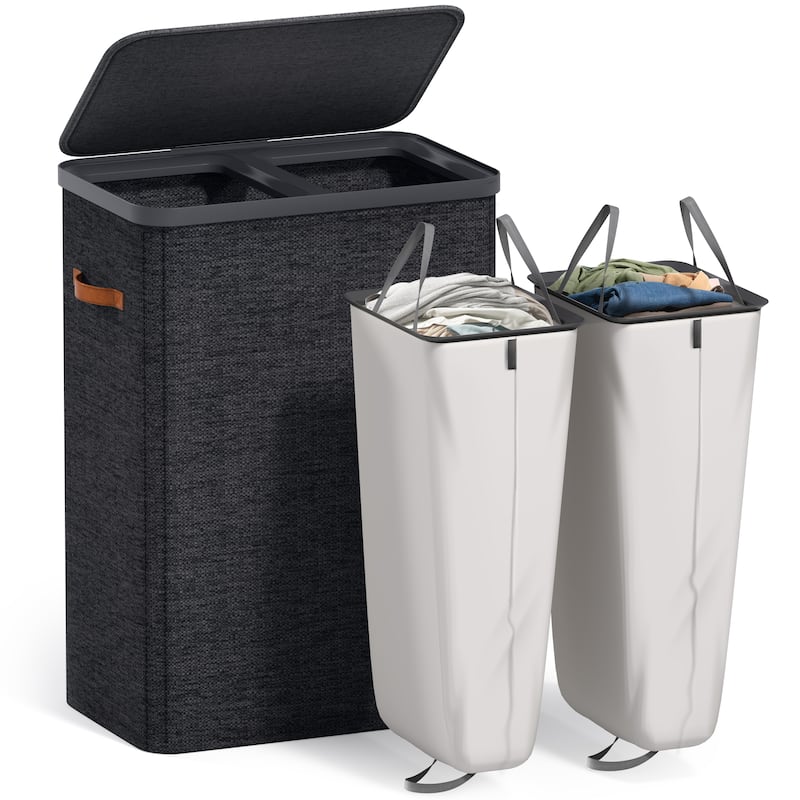 Sorbus 2-Compartment Laundry Basket with Removable Laundry Bag - Durable Organizer for Bathroom.