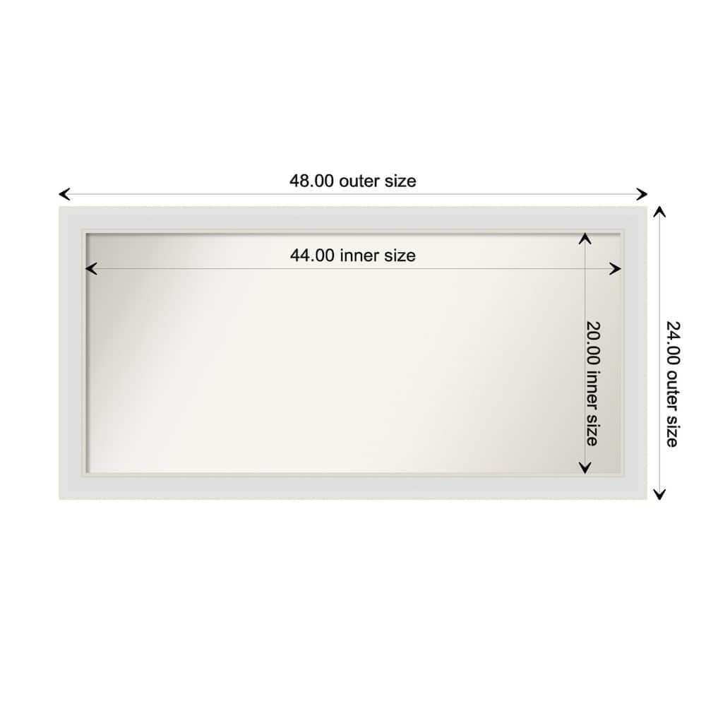 Flair Soft White Narrow Framed Non-Beveled Custom Wall Mirror, Bathroom Vanity Mirror